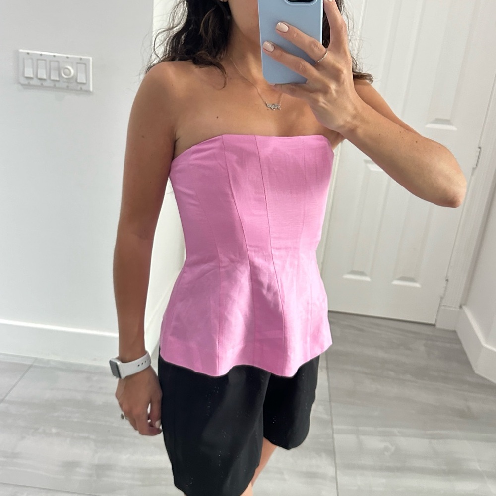L’Academie pink strapless corset top NEW